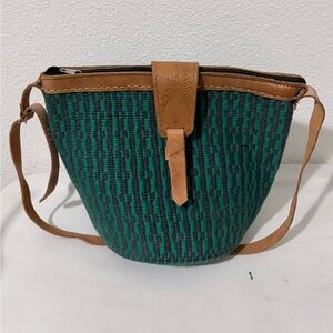 Elegant Green and Tan Crossbody Bag